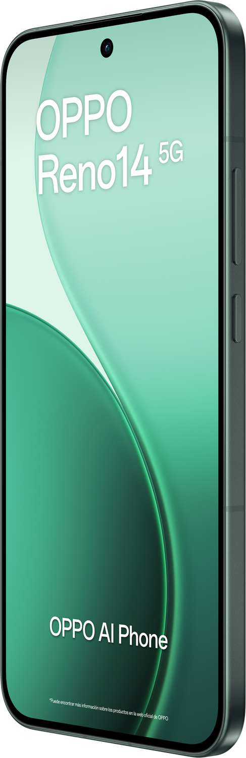 Móvil | OPPO Reno14, Luminous Green, 256 GB, 12 GB RAM, 6.59 