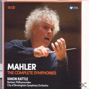 Mahler összes szimfóniájának CD-borítója. Rattle Simon karmester. Szöveg: 12 CD, Mahler, The Complete Symphonies.