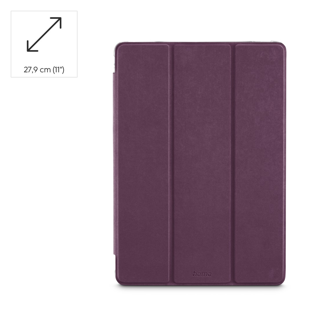 Eine lila Tablethülle. Die Hülle ist geschlossen und hat eine strukturierte Oberfläche. Das Hama-Logo ist unten sichtbar.