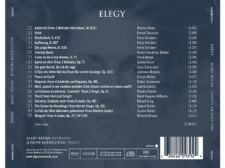 Thumbnail - Mary Bevan - ELEGY Lieder (CD)
