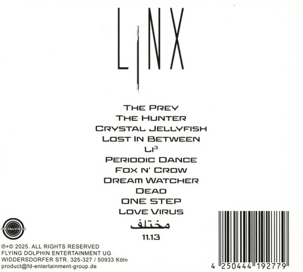 CD-Cover mit dem Titel 'LINX'. Songtitel sind aufgelistet. Unten befinden sich ein Barcode und Copyright-Informationen.