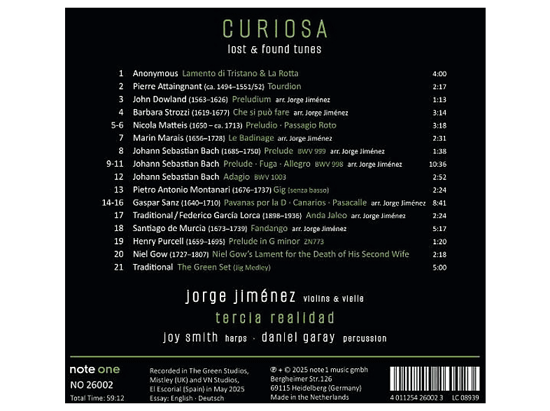 Thumbnail - Tercia Realidad; Jorge Jimenez - Curiosa Lost and Found Tunes (CD)
