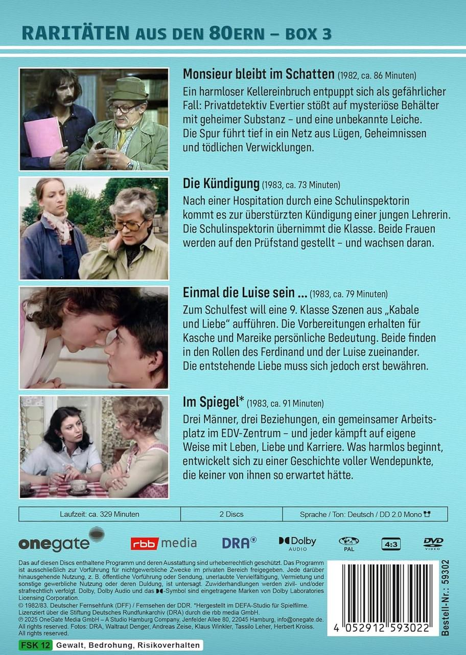 DVD-Cover mit Filmszenen. Text enthält Titel, Beschreibungen und Credits für eine Box mit Filmen.
