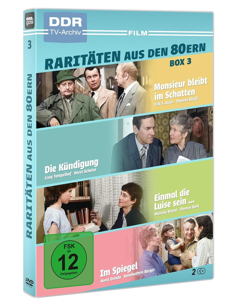 DVD-Cover mit Filmstills, Titel: Raritäten aus den 80ern. Mit Schauspielern, Filmtiteln und einer Altersfreigabe ab 12 Jahren.