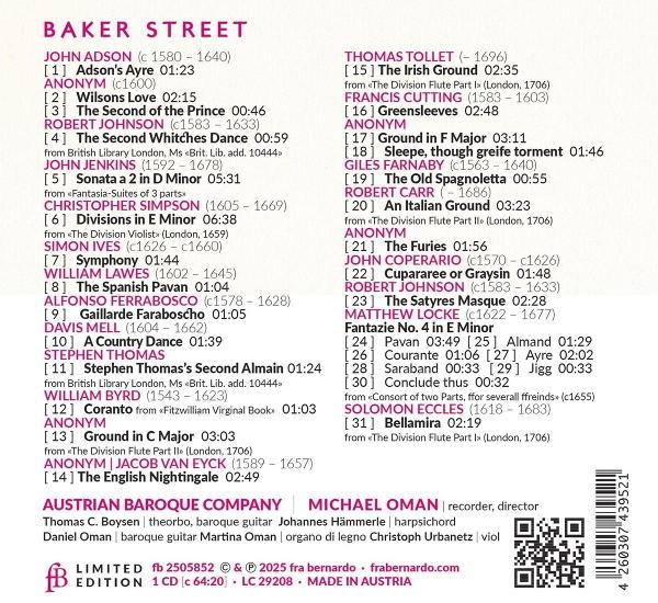 Ein CD-Cover mit Text, der Musikstücke und Interpreten auflistet. Der Hintergrund ist weiß mit schwarzem Text.