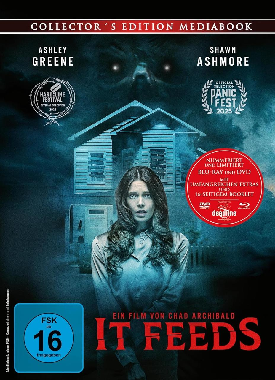 Horrorfilm-Mediabook mit Ashley Greene und Shawn Ashmore vor einem Haus.