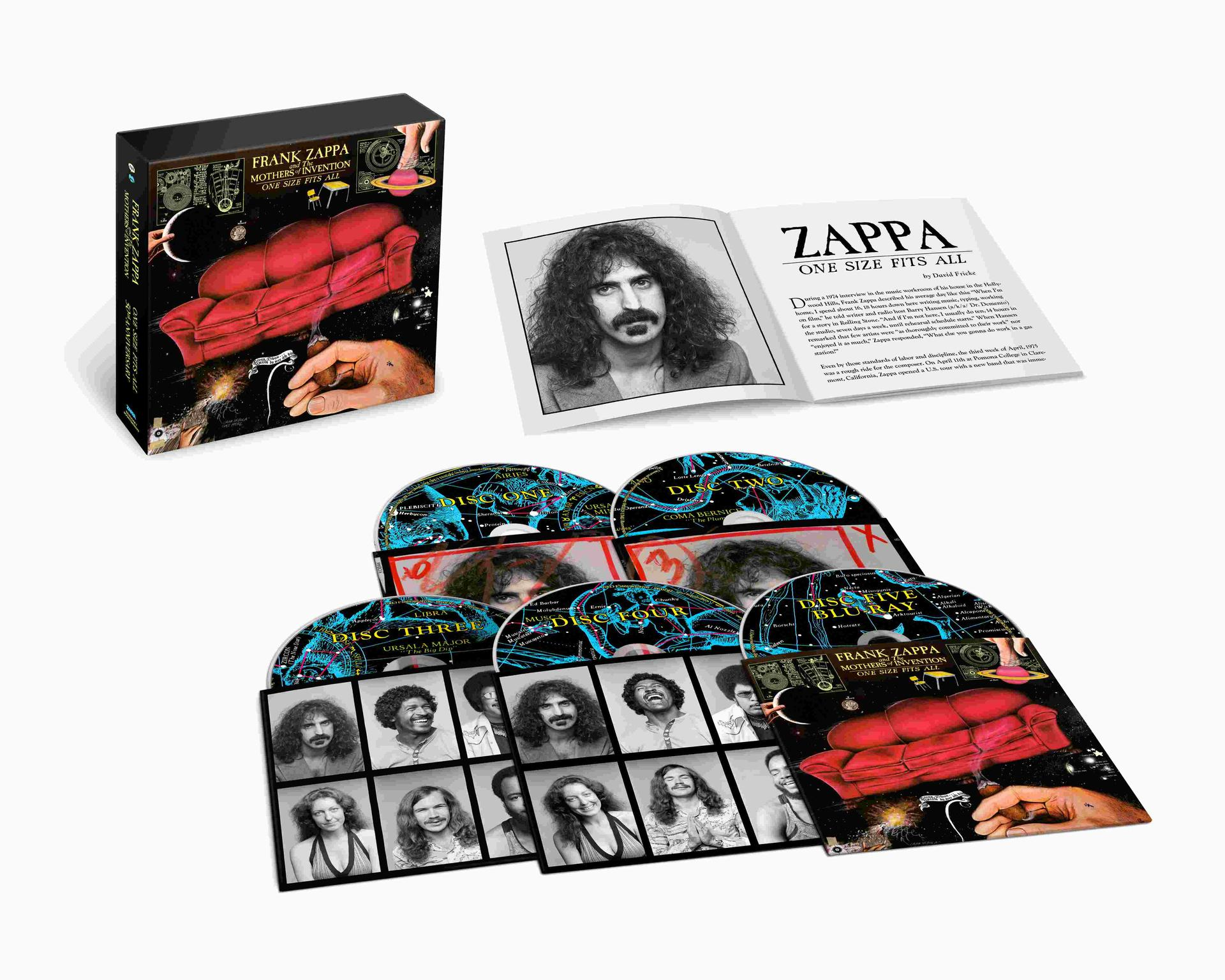 Frank Zappas Album-Boxset. Enthält CDs, eine Blu-ray und ein Booklet mit Bildern von Zappa und Bandmitgliedern.