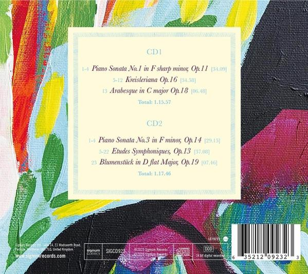 CD-Cover mit buntem abstraktem Gemälde. Der Text listet Musikstücke auf, rechts ist ein Barcode zu sehen.