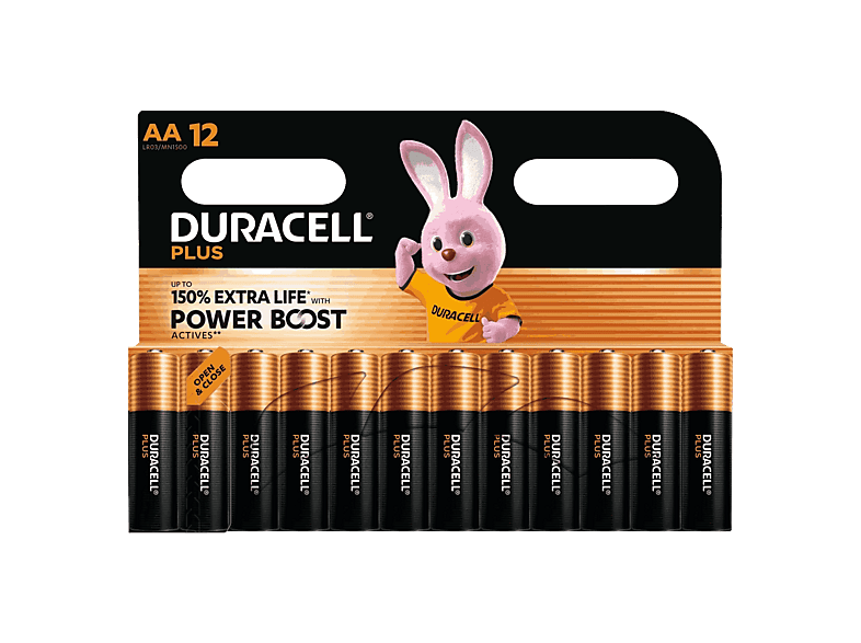 Pilas - Duracell Plus Powerboost, Tamaño AA, 12 pilas