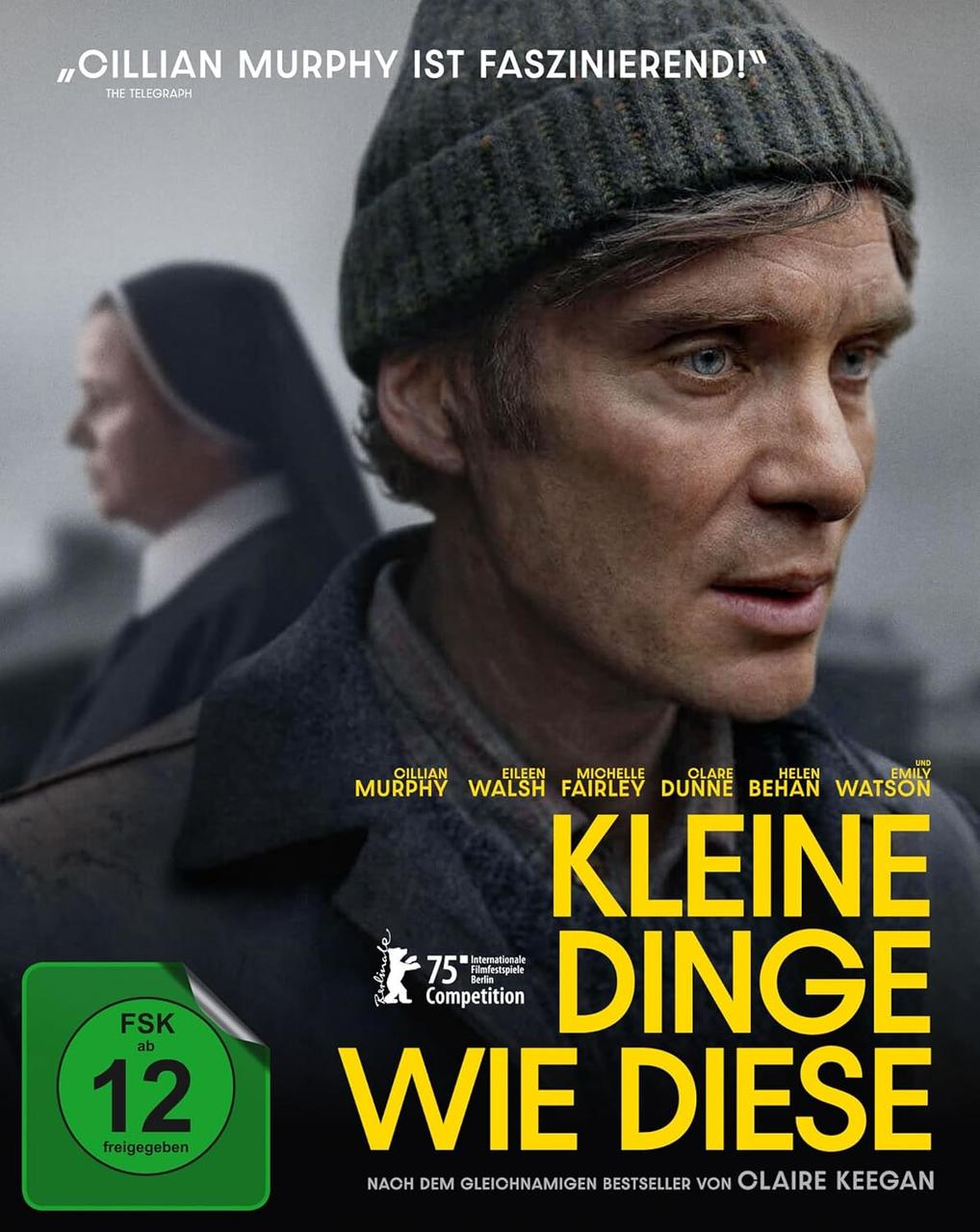Filmposter mit Cillian Murphy, Text auf Deutsch: Kleine Dinge Wie Diese. Enthält Bewertung und Filmfestivallogo.