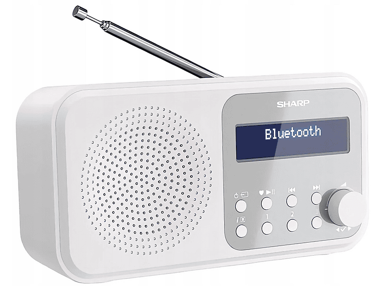 Radio SHARP DR-P420 Białe, Przenośne, Bluetooth, Tuner FM/DAB/DAB+, Wyświetlacz LCD, Alarm, Drzemka, Zasilanie Bateryjno-Sieciowe – zdjęcie 3