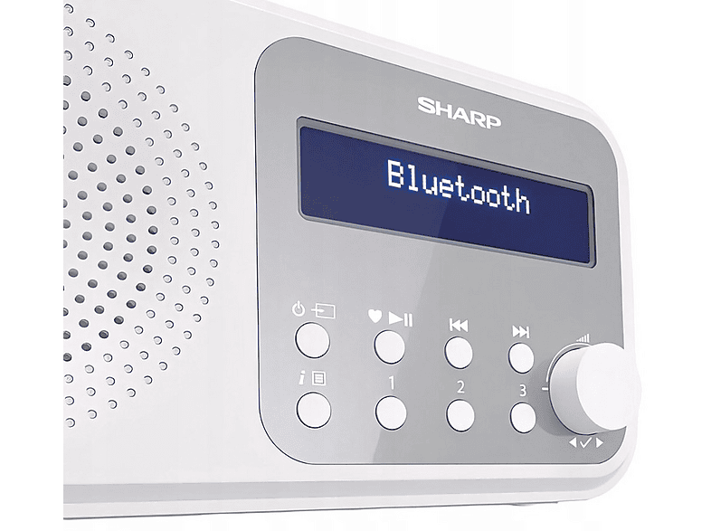 Radio SHARP DR-P420 Białe, Przenośne, Bluetooth, Tuner FM/DAB/DAB+, Wyświetlacz LCD, Alarm, Drzemka, Zasilanie Bateryjno-Sieciowe – zdjęcie 2
