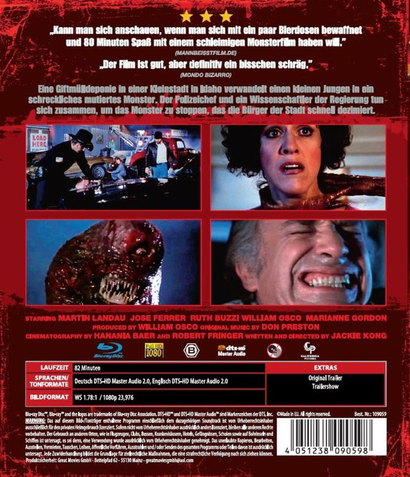 Filmplakat mit Filmzitaten, Crew- und Darstellerliste sowie Szenenbildern.