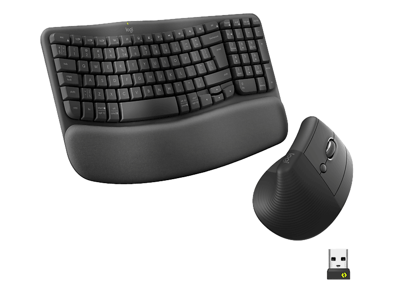 LOGITECH Wave Keys (CH) + Lift Combo, Maus Tastatur, Bluetooth, Logi Bolt USB-Empfänger, Graphite