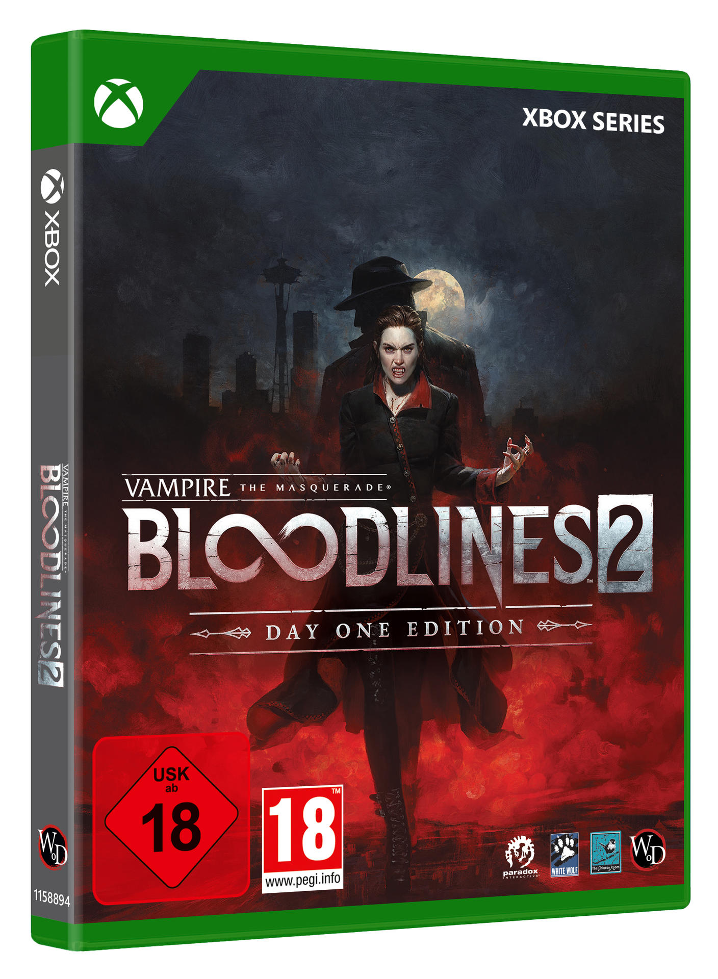 Vampire: The Masquerade - Bloodlines 2 Day One Edition Xbox Series Cover mit Frau und Mann
