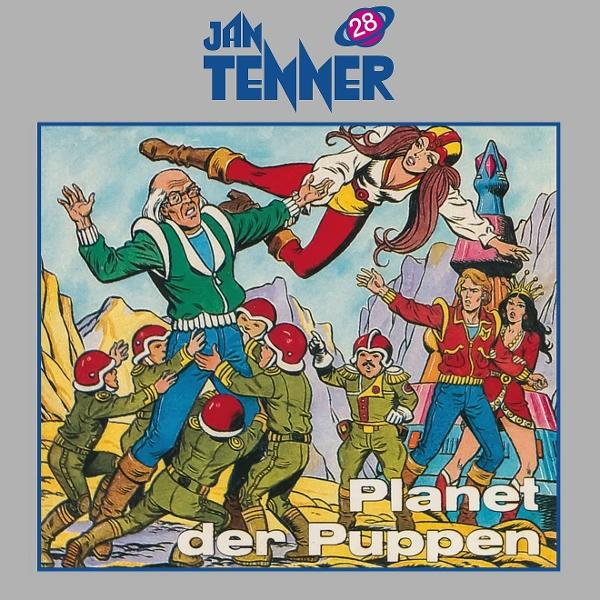 Comic-Cover. Ein alter Mann wird hochgehoben, eine Frau fällt. Soldaten und andere Charaktere sind anwesend. Der Titel lautet 'Planet der Puppen'.