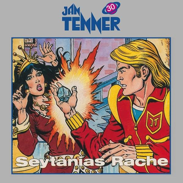 Comic-Cover. Eine Frau und ein Mann in einer Szene mit einem leuchtenden Objekt. Der Titel lautet Seytanias Rache.