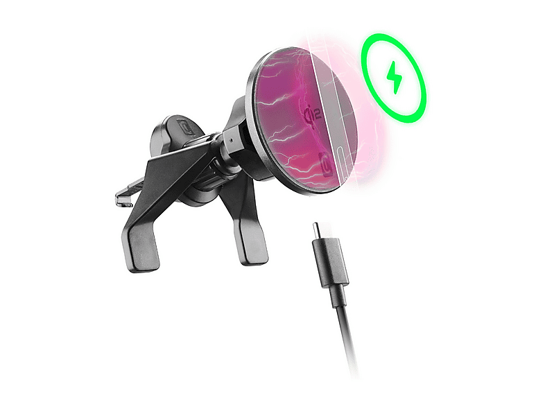 Caricatore Magsafe Cellularline Mag Wireless Charging Holder Supporto Auto MagSafe con Ricarica 7,5W, Attacco Universale per Bocchette