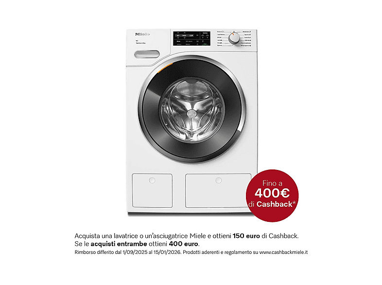 Miele WWG 660 XL TD Wifi Lavatrice, Caricamento frontale, 9 kg, Profondità 64,3 cm, Bianco, livello rumorosità centrifuga 68 dB(A), Classe A