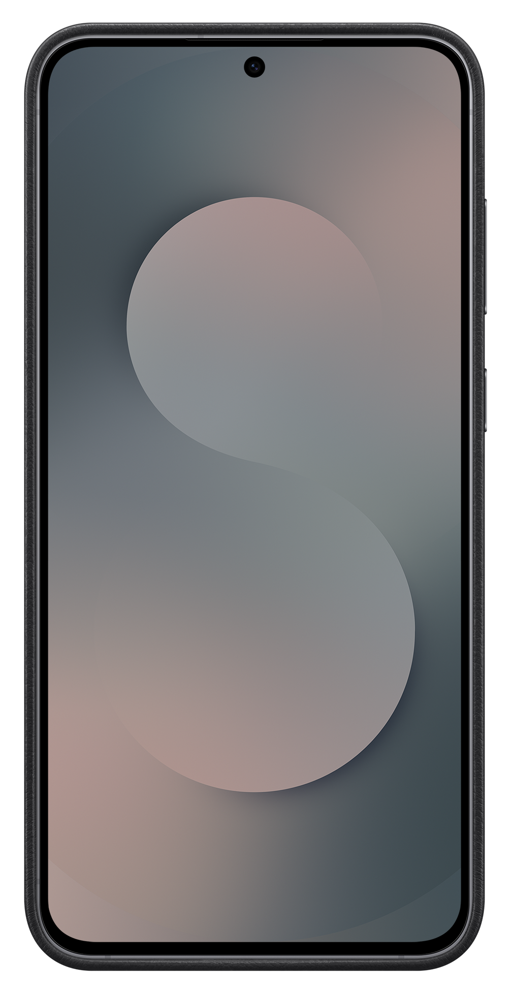 Smartfon wyświetla gradientowe tło z dwoma nakładającymi się kształtami. Ramka telefonu jest czarna.