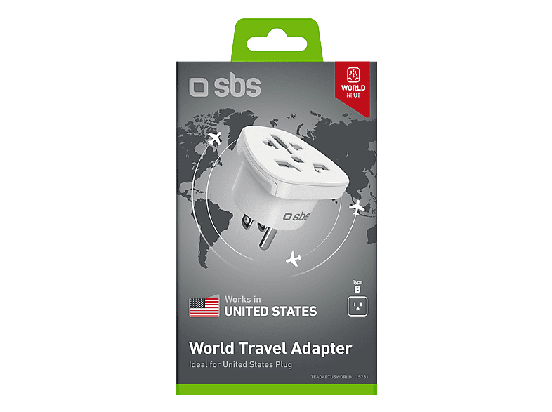 SBS 15781 Universal-Reiseadapter Typ B – Amerikanischer Stecker — Foto 2 von 2