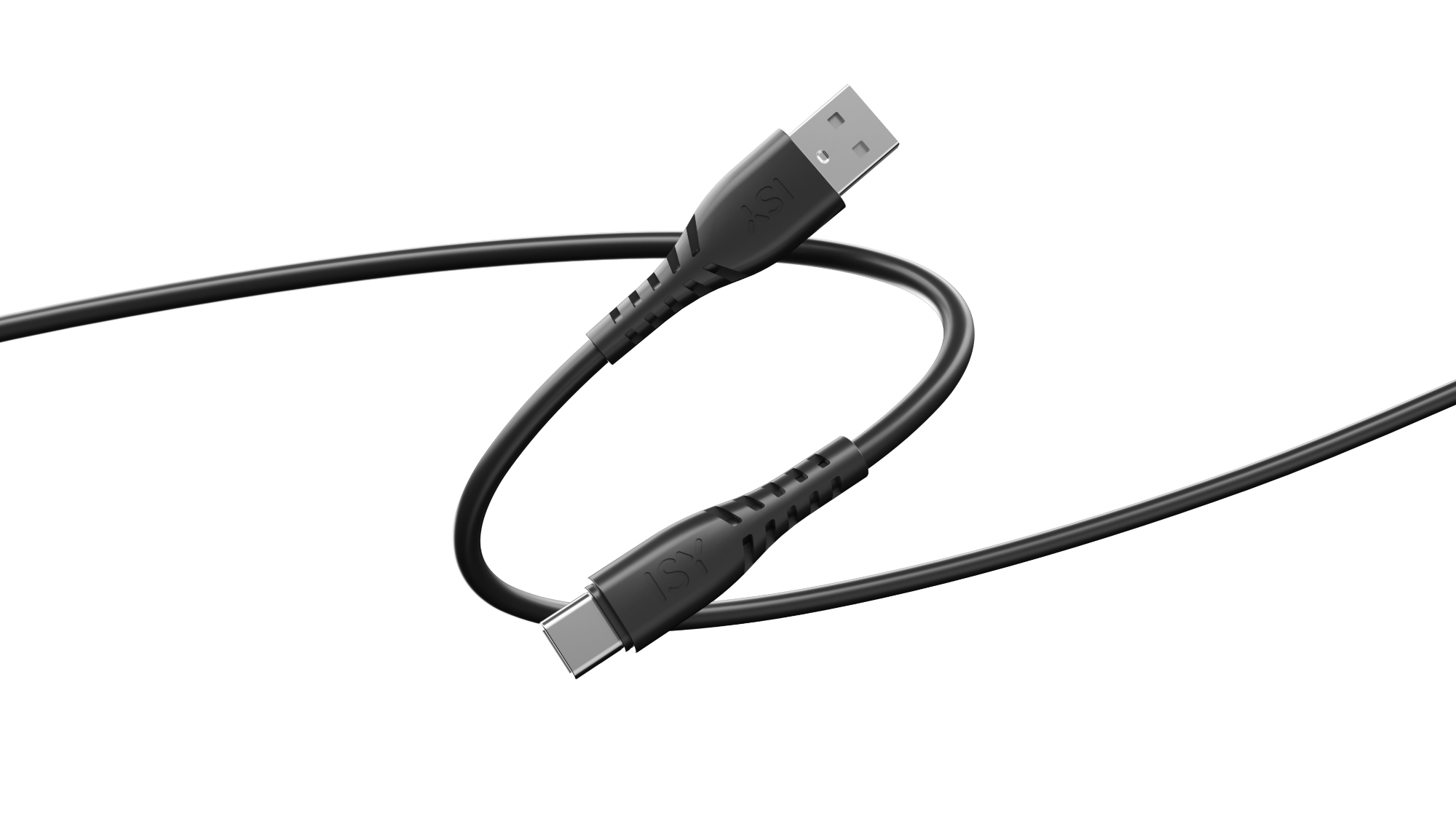 ISY USB-A - Type-C összekötő kábel, USB 2.0, 15 cm, fekete (IUC-1117)