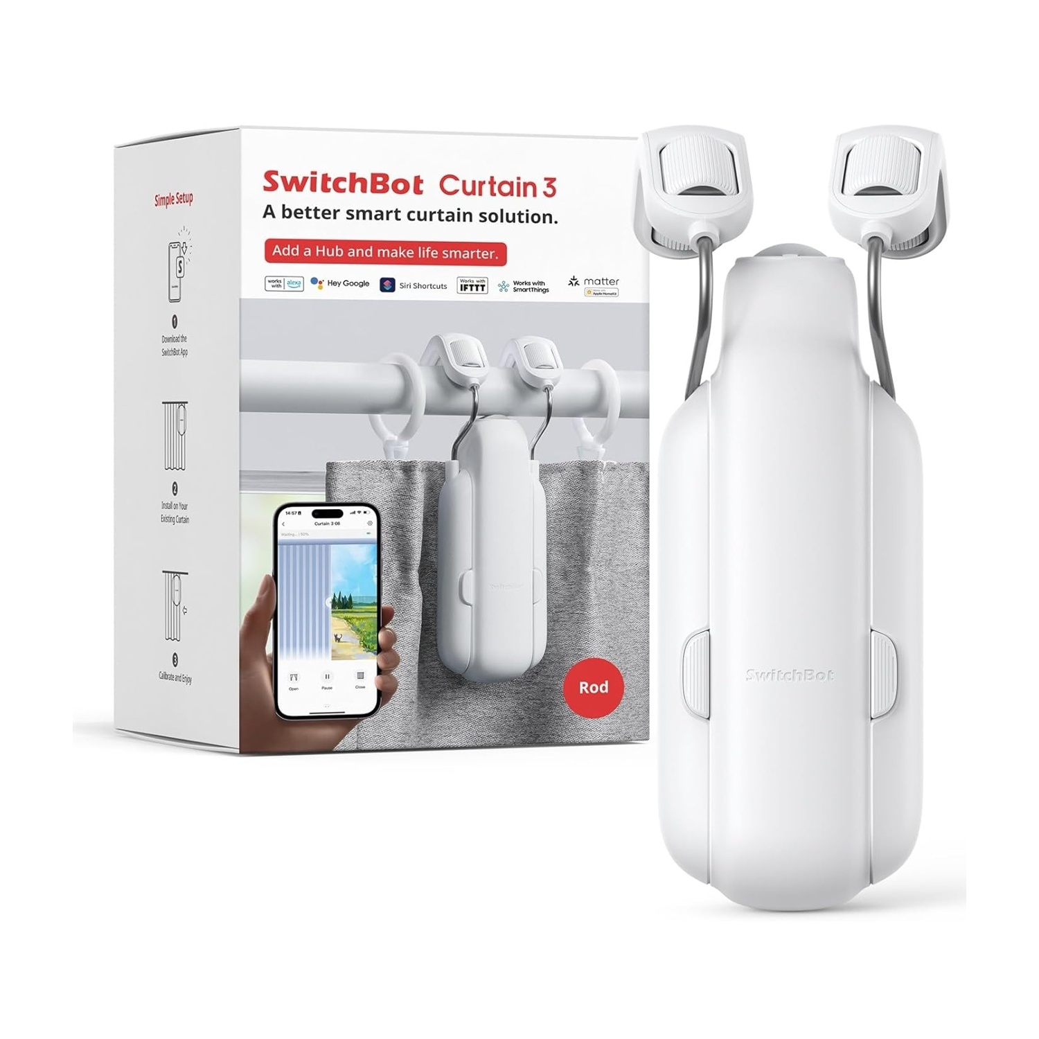 Apri tende intelligente SwitchBot Curtain Rod 3