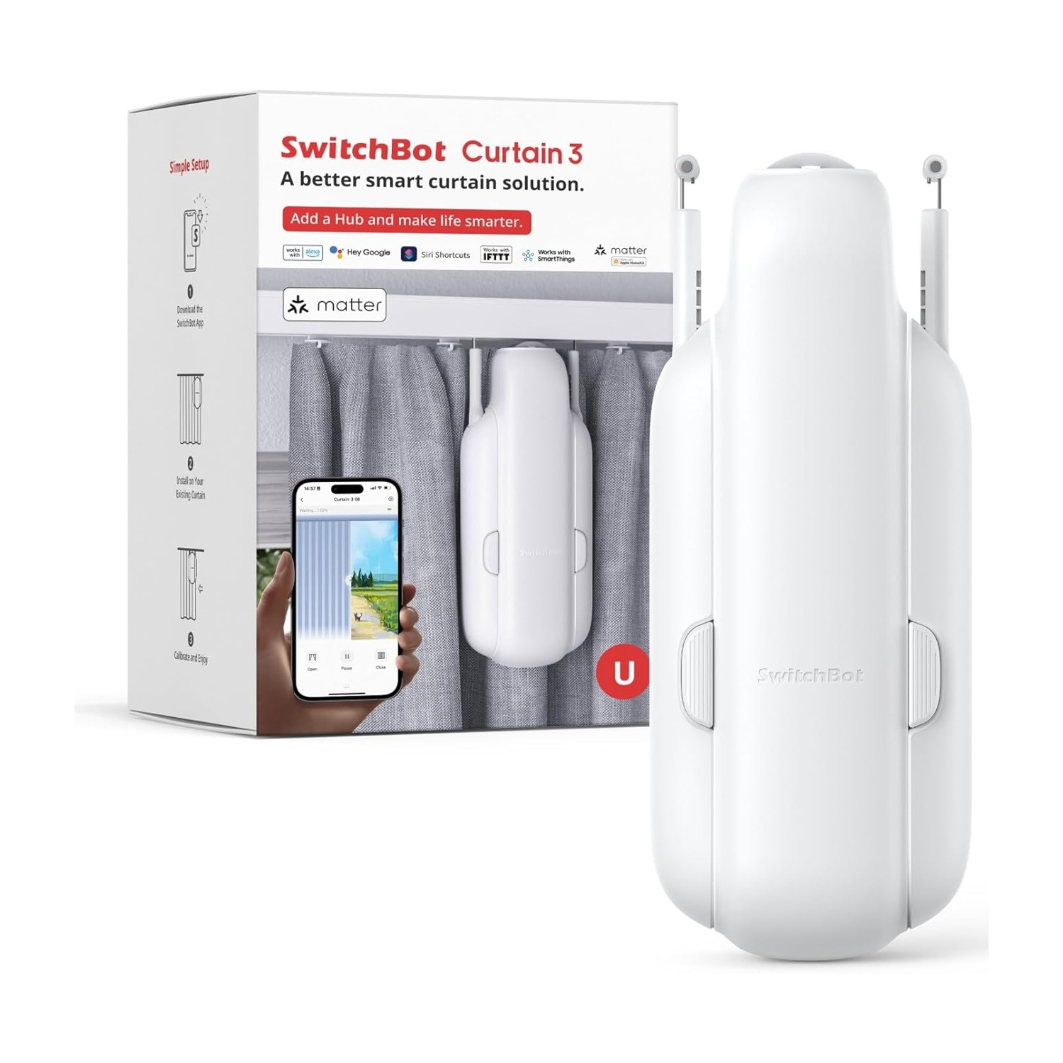 Apri tende intelligente SwitchBot Curtain U Rail 3