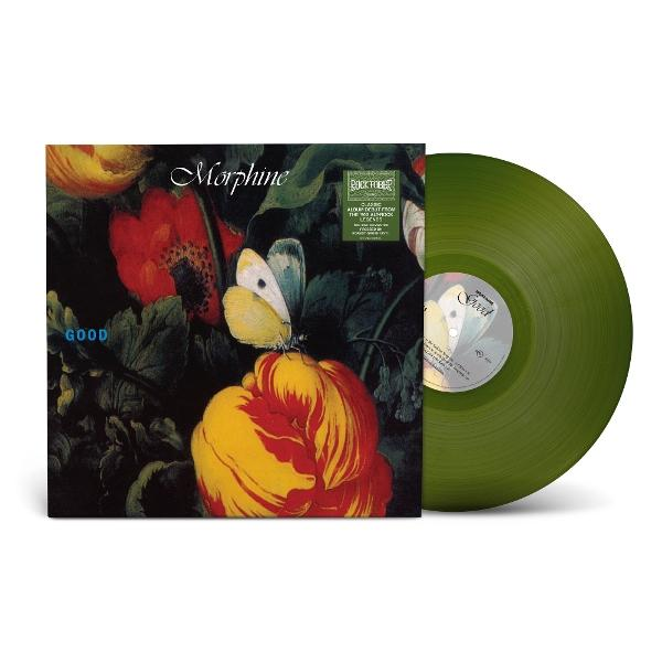 Album borítója pillangóval a virágon, zöld bakelit lemez mellette. Az album címe Morphine, az album neve Good.