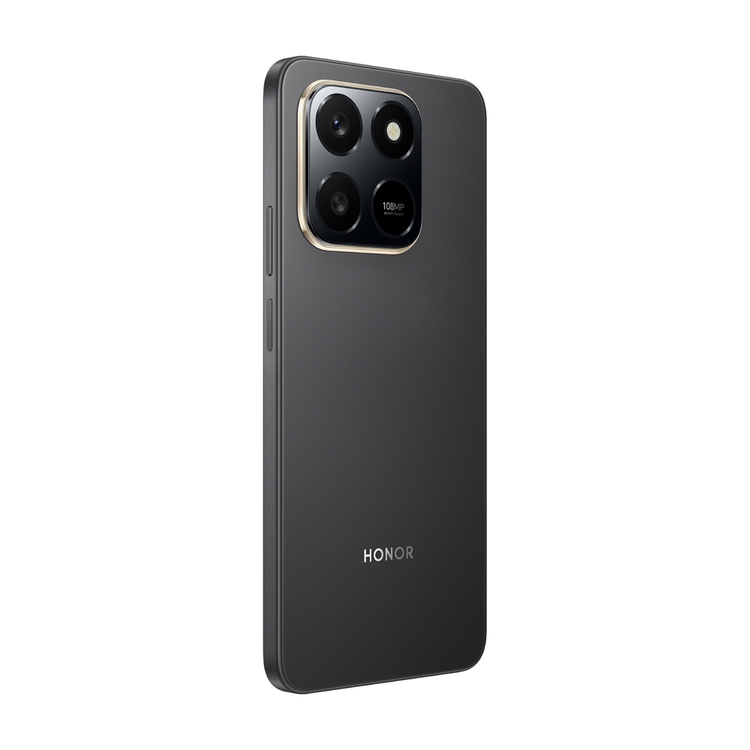 È mostrato uno smartphone nero con un modulo fotocamera contenente più lenti. Il telefono ha il marchio 'HONOR'.