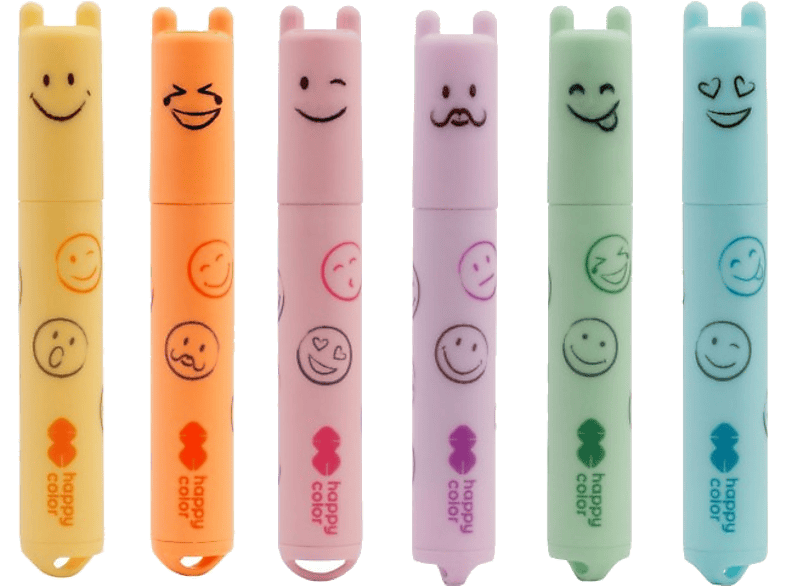 Zakreślacz HAPPY COLOR Pastel Mini Smile 6 kolorów Wielokolorowy