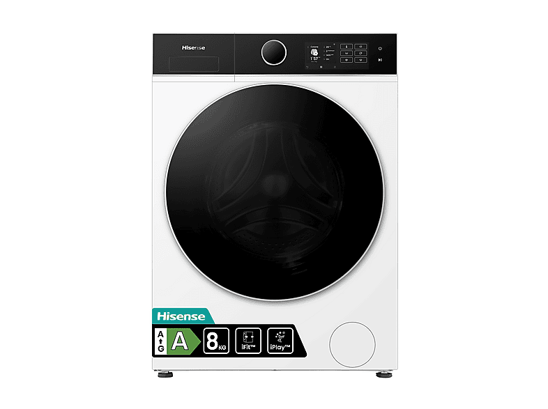 HISENSE WF5i8043BWF LAVATRICE SLIM, Caricamento frontale, 8 kg, 17 programmi, Profondità 47 cm, Giri 1400 rpm, Bianco, livello rumorosità centrifuga 72 dB(A), Classe A