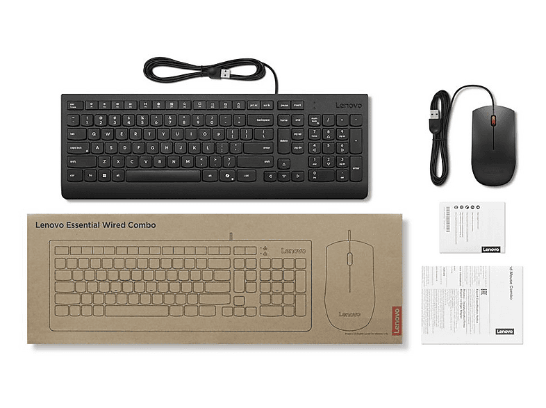 Thumbnail - LENOVO - B2B 4X31R64414 ESSENTIAL WIRED COMBO KEYBOARD AND MOUS, Schwarz