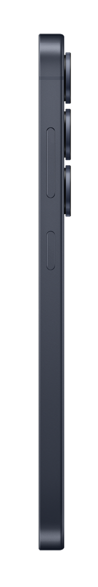 Widok z boku ciemnoszarego smartfona. Widoczne przyciski zasilania i głośności oraz moduł aparatu z trzema obiektywami.