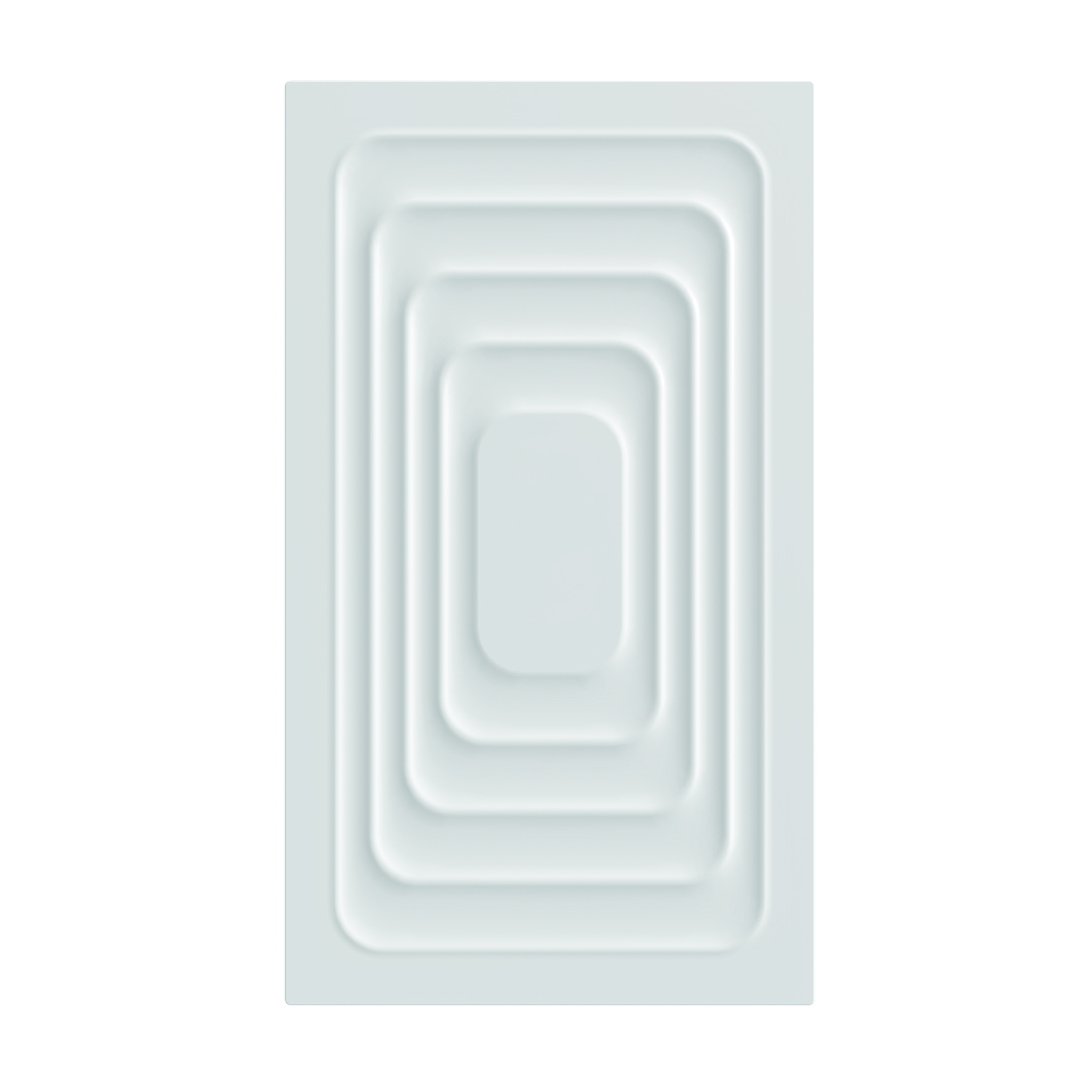 A rectangular, light-blue object with concentric, rounded rectangles. The background is plain white.