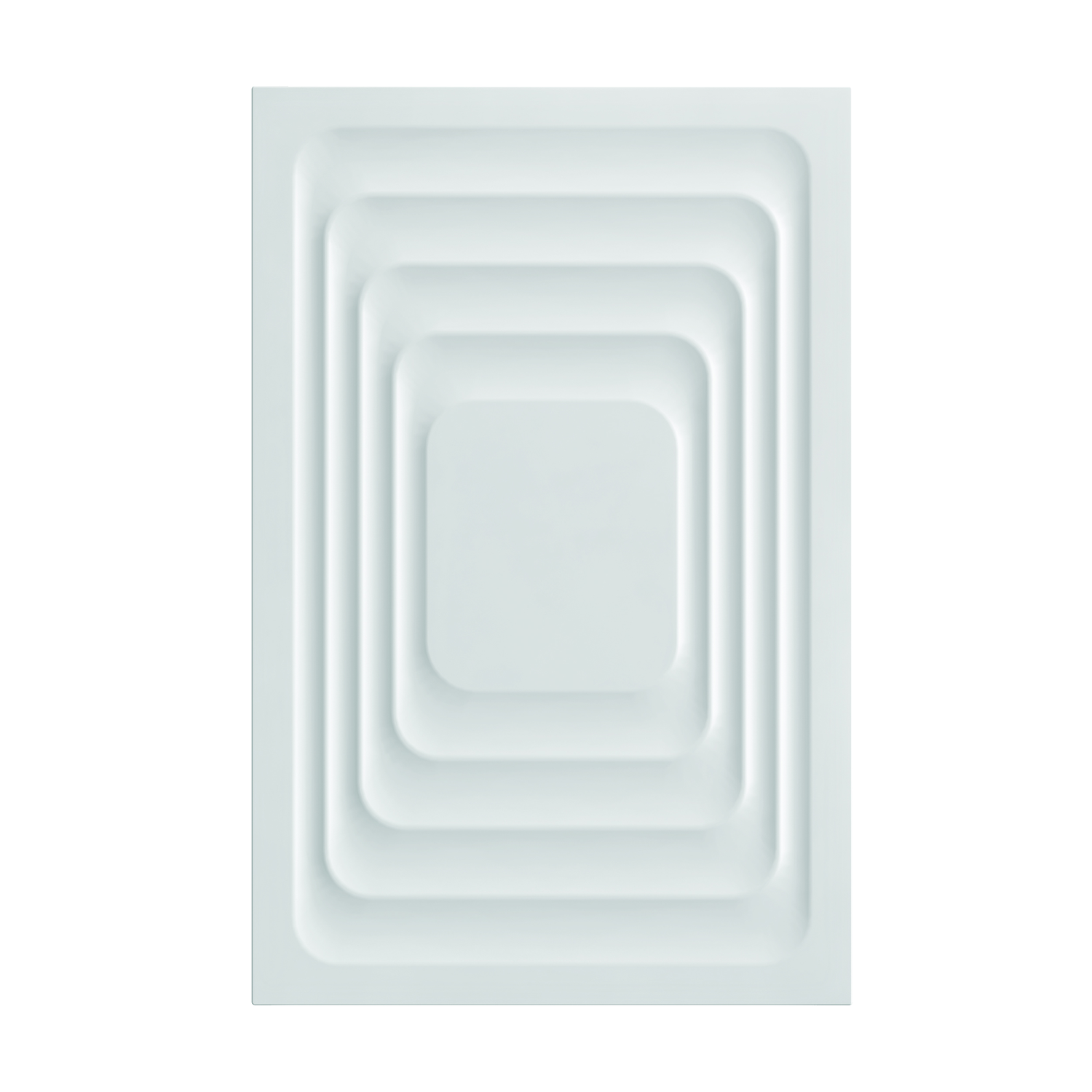 A white rectangular panel with concentric, rounded-corner rectangles forming a raised, layered design. The background is white.