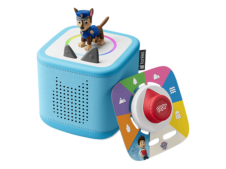 TONIES Toniebox 2 Play Set - Paw Patrol Chase Lautsprecher + Tonie Tonieplay Controller Disc , Himmelblau