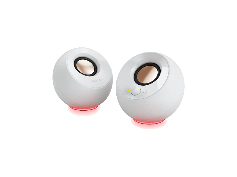 Altavoces para PC - Creative Pebble SE, Iluminación RGB, USB-C, plug-and-play, Blanco