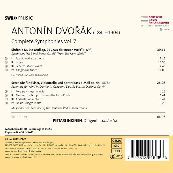 CD-Cover mit Musik von Dvořák. Details der Sinfonie und der Deutschen Radio Philharmonie sind sichtbar.