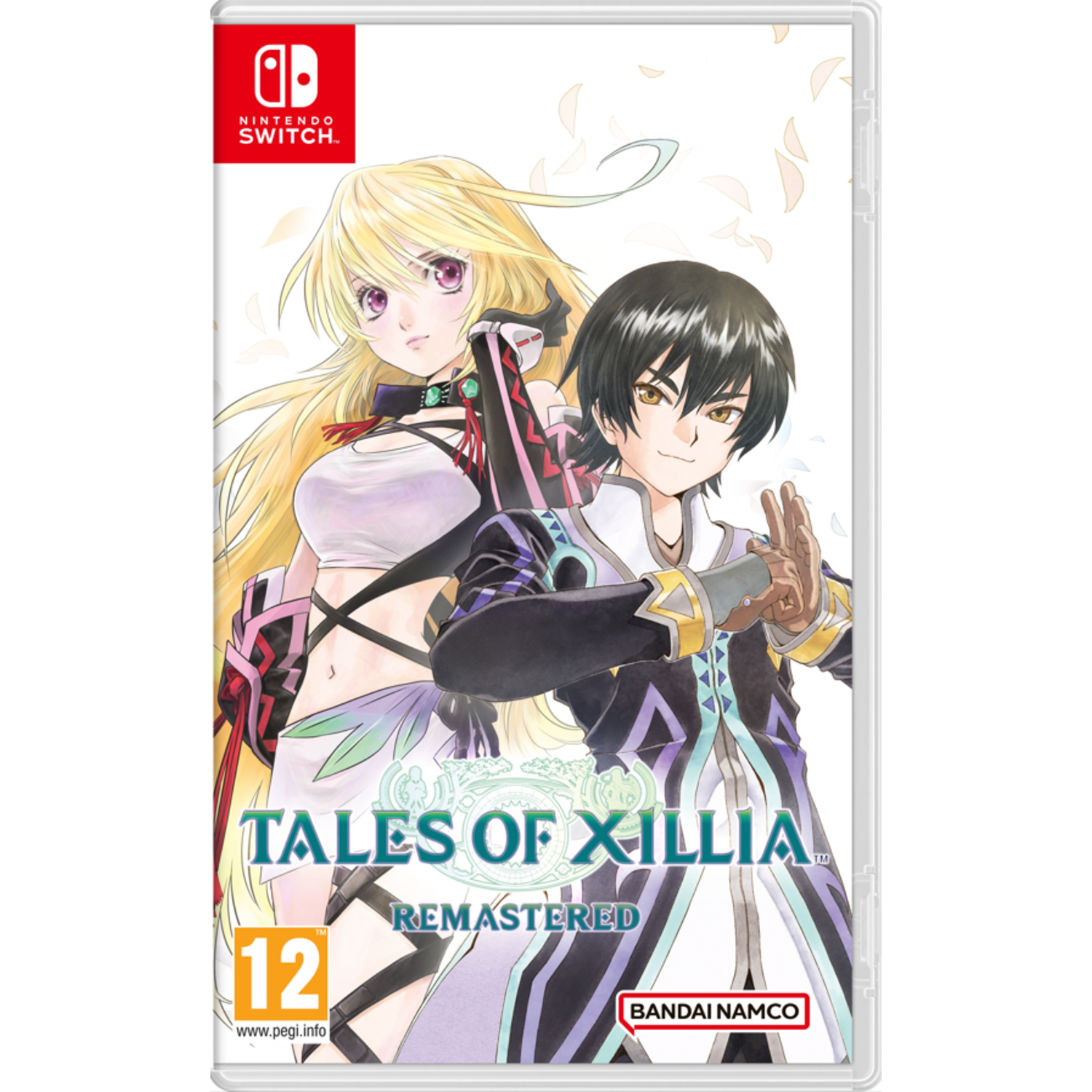 Nintendo Switch game case. Toont twee anime-personages, één blond en één met zwart haar. Titel: Tales of Xillia Remastered.