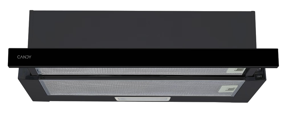 CANDY CBT60RBG Beépíthető teleszkópos páraelszívó 60cm, C, fekete, 402 m3/h