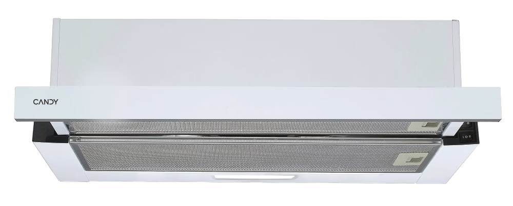 CANDY CBT60RWG Beépíthető teleszkópos páraelszívó 60cm, C, fehér, 402 m3/h