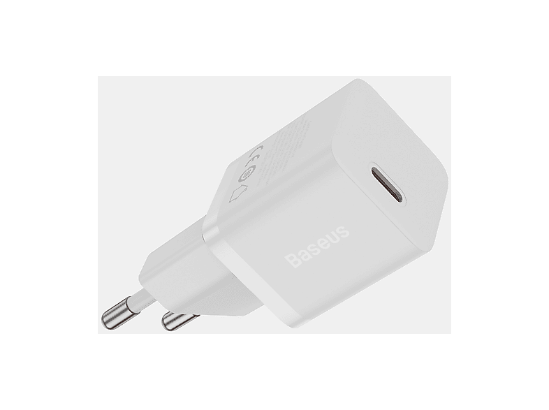 Caricabatteria BaseusGaN5 Fast Charger 1C 30W da Usb-C: fino a PD / QC 3.0 Pps, Bianco