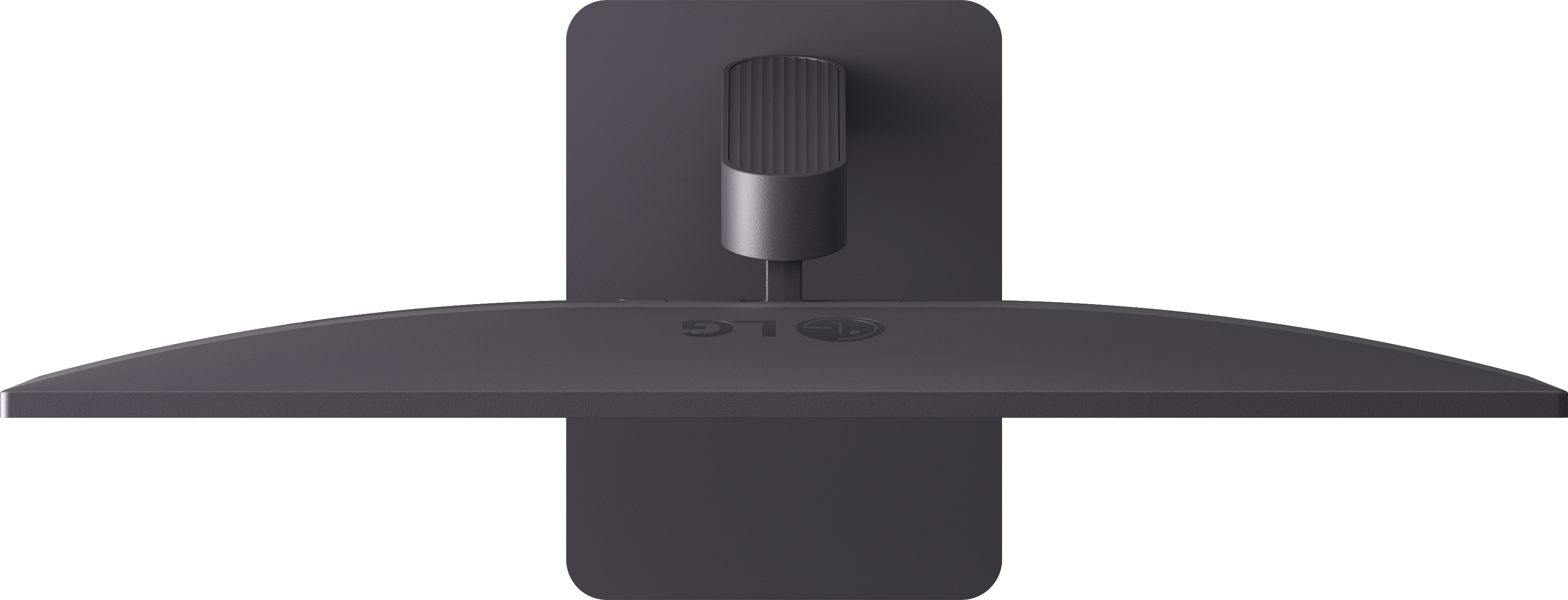 Ein dunkelgrauer LG-Monitor auf weißem Hintergrund. Der Monitor hat einen gebogenen Bildschirm und einen Ständer.