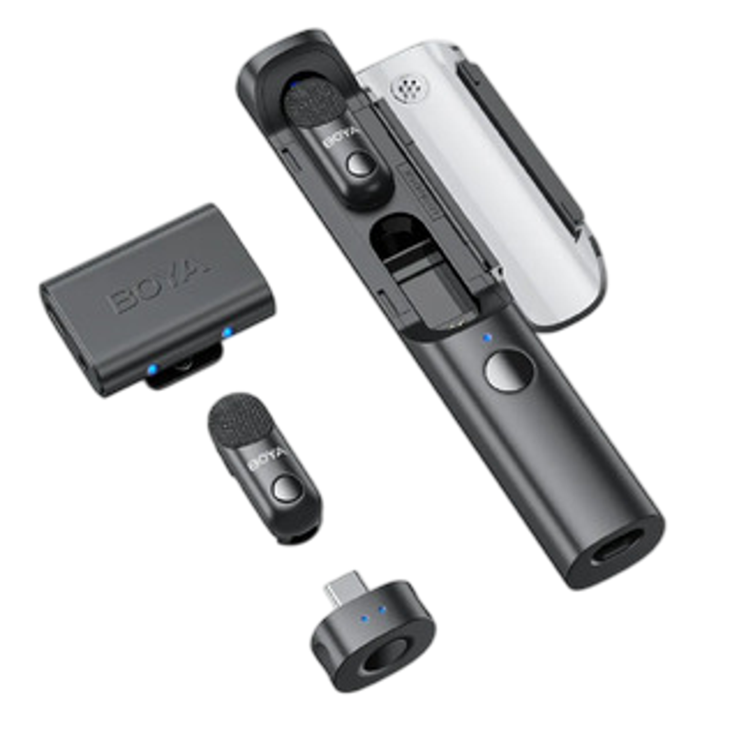 Boya Magic 03 Wireless Mic ' 2 Tx + Rx Type-c & 3.5mm Incl. Charging Case Microfoon Zwart