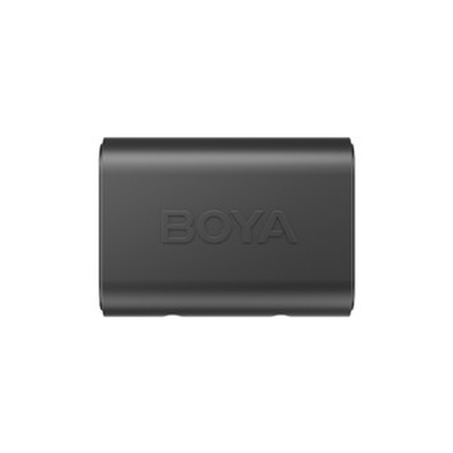 A rectangular, dark gray object with rounded edges. The word 'BOYA' is embossed on the top surface.