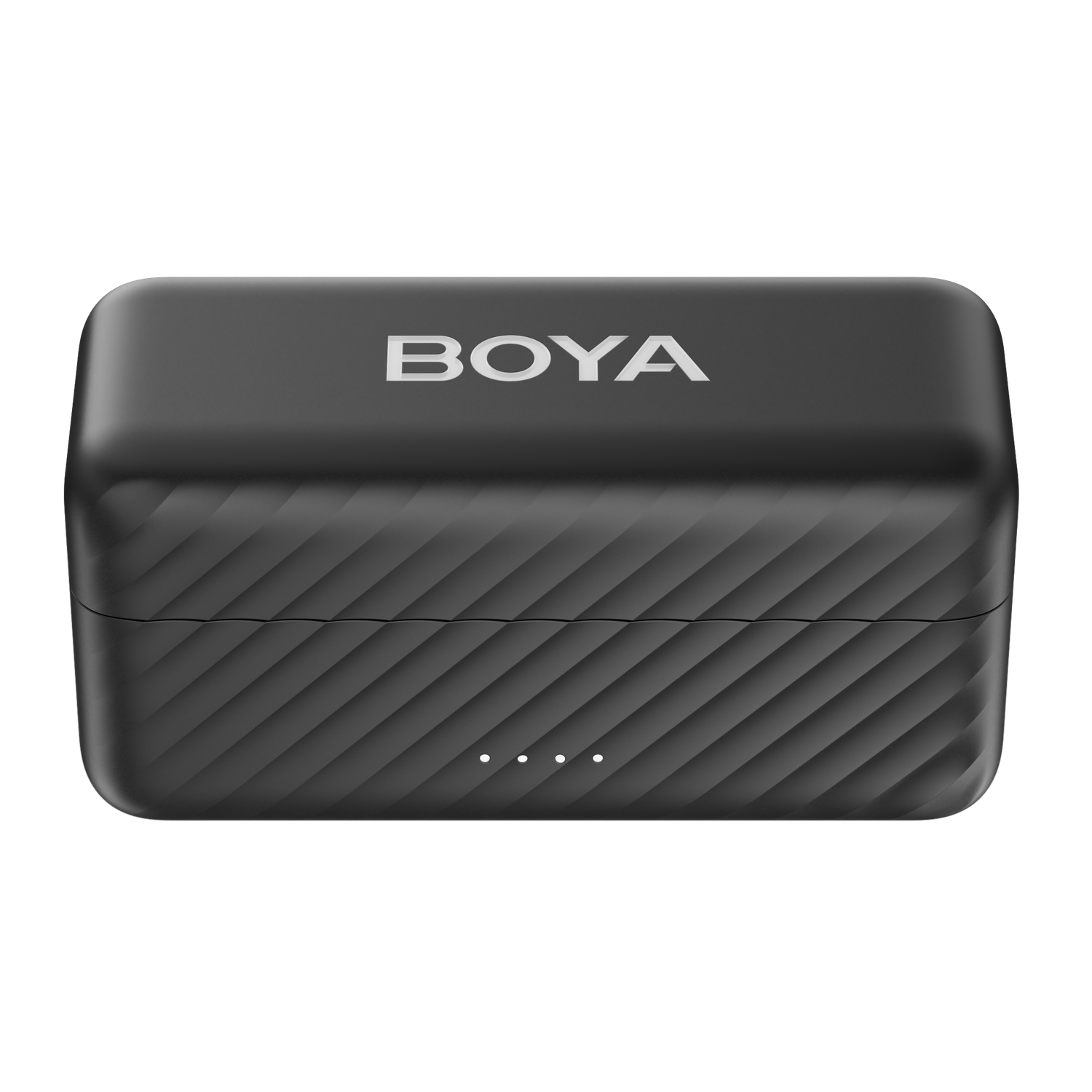 A black rectangular device with the brand name 'BOYA' in white. It features a textured surface and four small white dots.