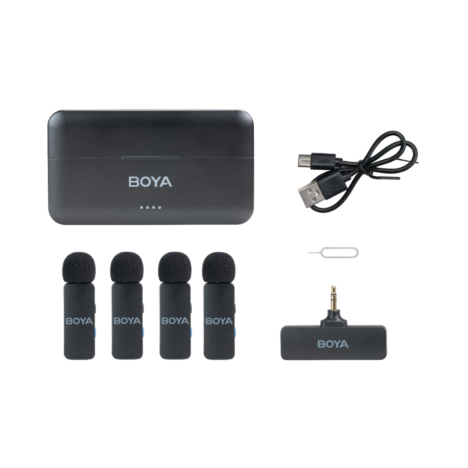 Boya By-v4 - 2.4ghz Four-channel Wireless Mic With 3.5mm Trs Plug Microfoon Zwart