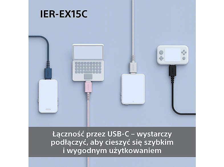 Słuchawki dokanałowe SONY EX15C z USB-C, Mikrofon, Przewodowe, Pilot z regulacją głośności, Ultralekkie 3 g, Czarne – zdjęcie 3