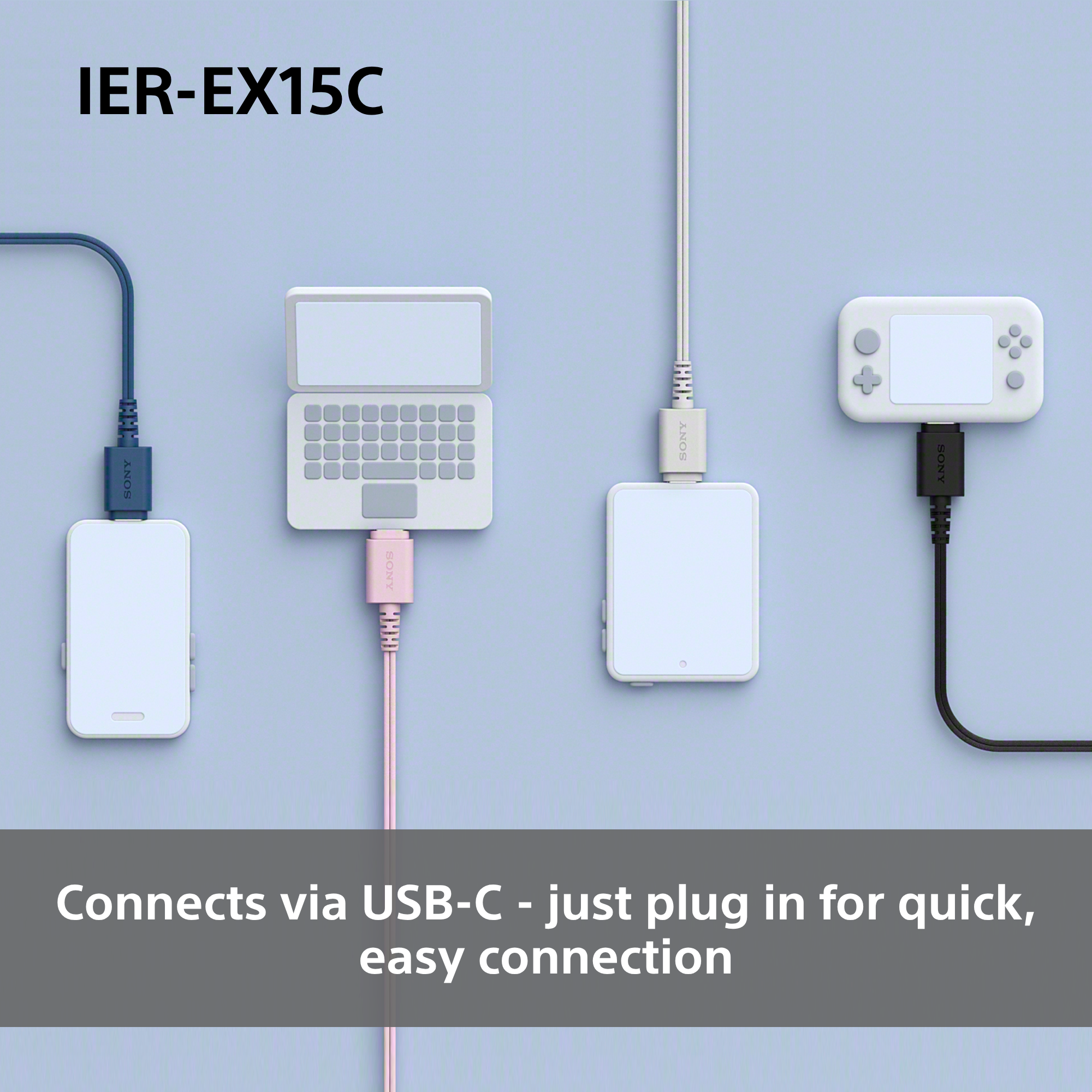 Das Bild zeigt Geräte, die über USB-C-Kabel verbunden sind. Ein Laptop, eine Spielkonsole und zwei andere Geräte sind zu sehen.
